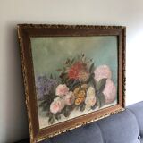 Oil on canvas ancient flowers