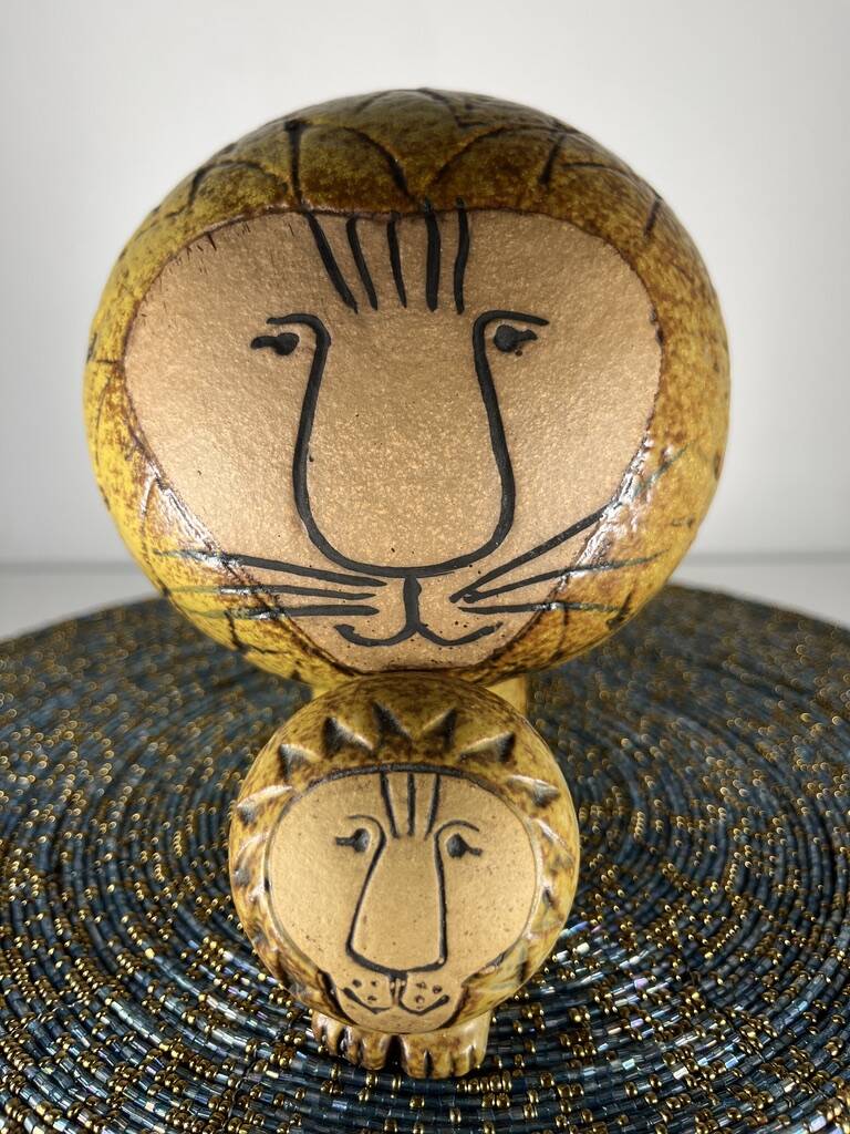 Lion Lisa Larson ceramic Gustavberg Sweden 1964 (a pair)