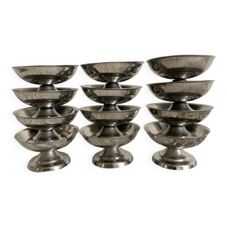 New stainless steel ice cream cups on pedestals, 1960s-70s