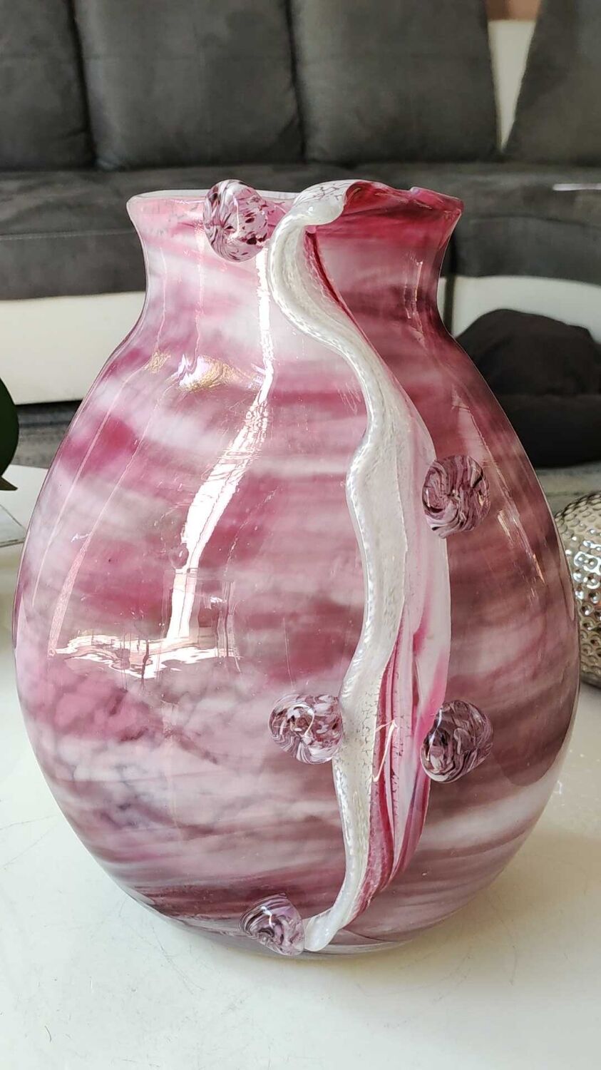 Stylish and refined vase, in marbled blown Art glass, Murano style