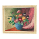 Original Swedish Oil on Canvas – “Pansies in Blue Vase” by G. Stränz