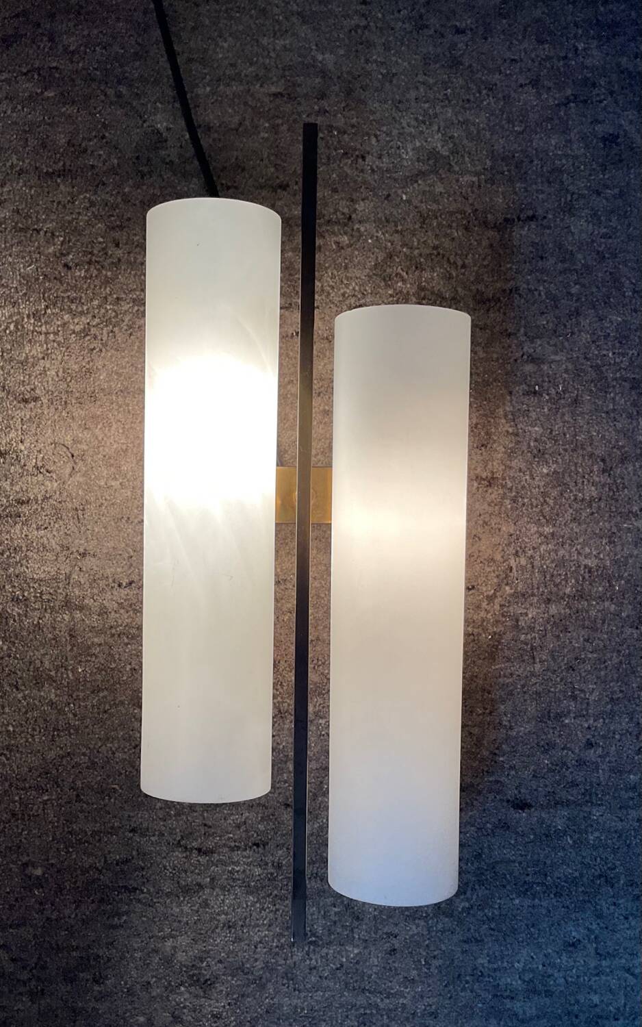 Maison Lunel wall light from the 60s in opaline and brass