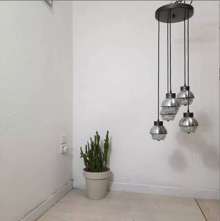 Cascade chandelier - vintage - aluminum and glass