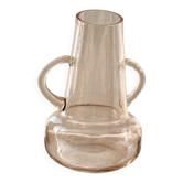 Amber brown transparent vase with handles