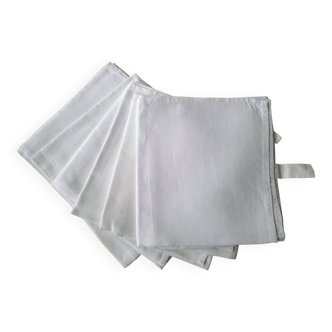6 Old tea towels, white linen hand towels 50 x 53 cm