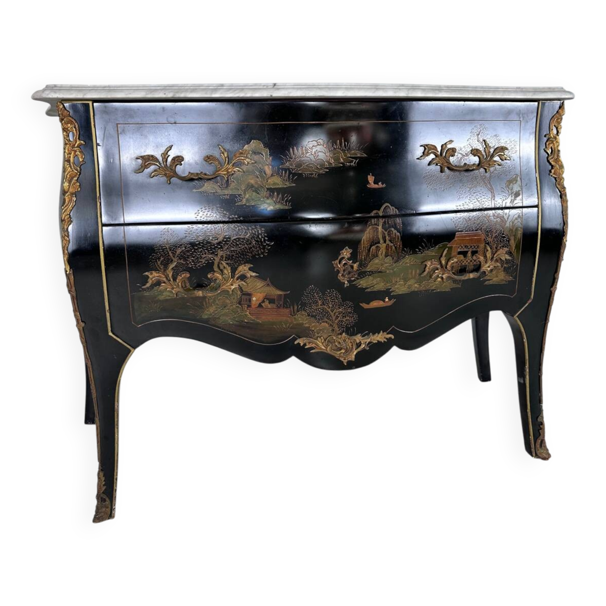 Chinese lacquered style commode