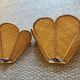 Pair of vintage "tulip" wall lights in rattan and canework