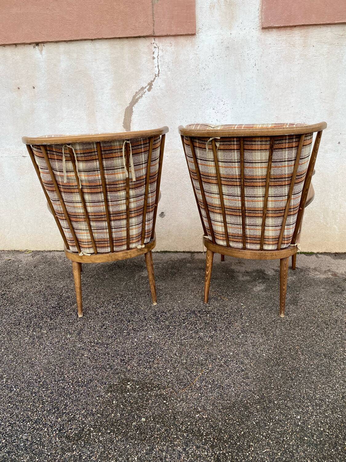 Pair of Baumann fan armchairs