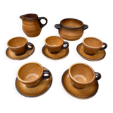 Old tea coffee service st amand meylan ceramic brown beige vintage