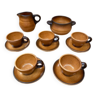 Ancien service thé café st amand meylan céramique marron beige vintage