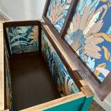 Duck blue and light wood storage chest