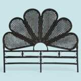 Vintage black rattan headboard 142cm