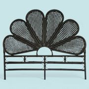 Tête de lit vintage en rotin noir 142cm