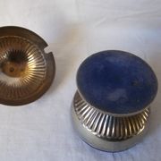Sucrier en métal et verre bleu