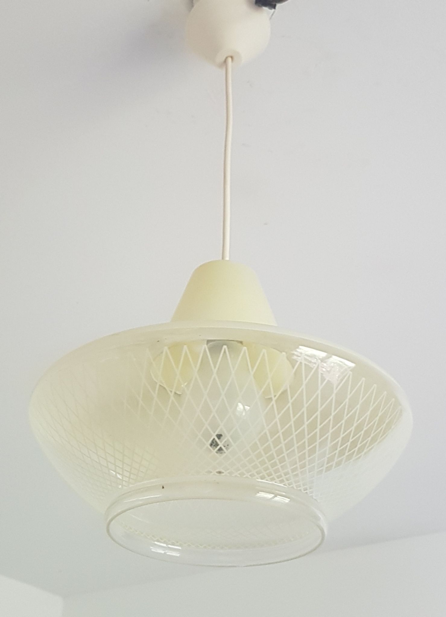 Vintage glass hanging lamp circa 1960