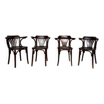 ✨ Set of 4 vintage curved wood armchairs – Timeless elegance