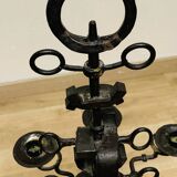 Black brutalist candlestick with 7 lights