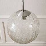 Suspension globe verre craquelé raak design, 1970