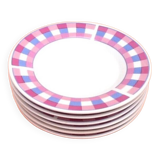 6 small porcelain plates with checkerboard decor
