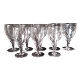 8 vintage chiseled crystal stemware