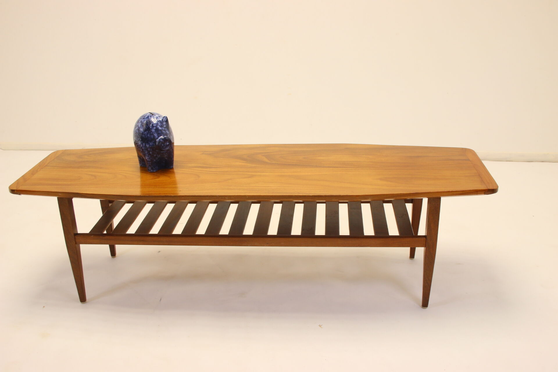 Teak coffee table with magazine rack