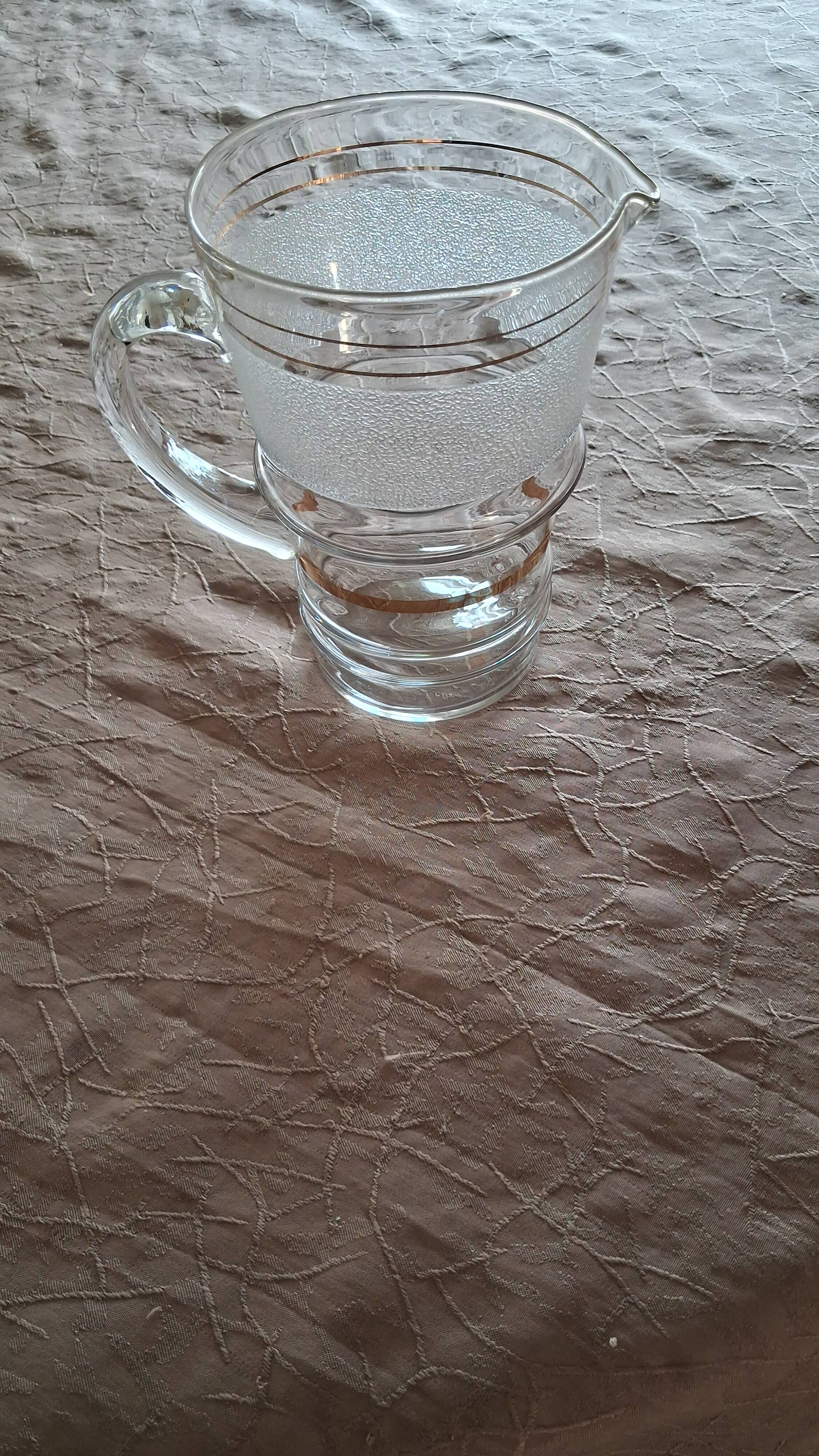 jug and glasses from the 1950s, frosted glasses