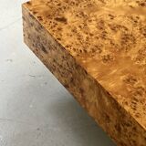 Coffee table with elm burl, integrated drawers, Mahey for Roche Bobois 1970.