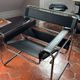 Wassily designer armchair - Marcel Breuer style - black cowhide leather