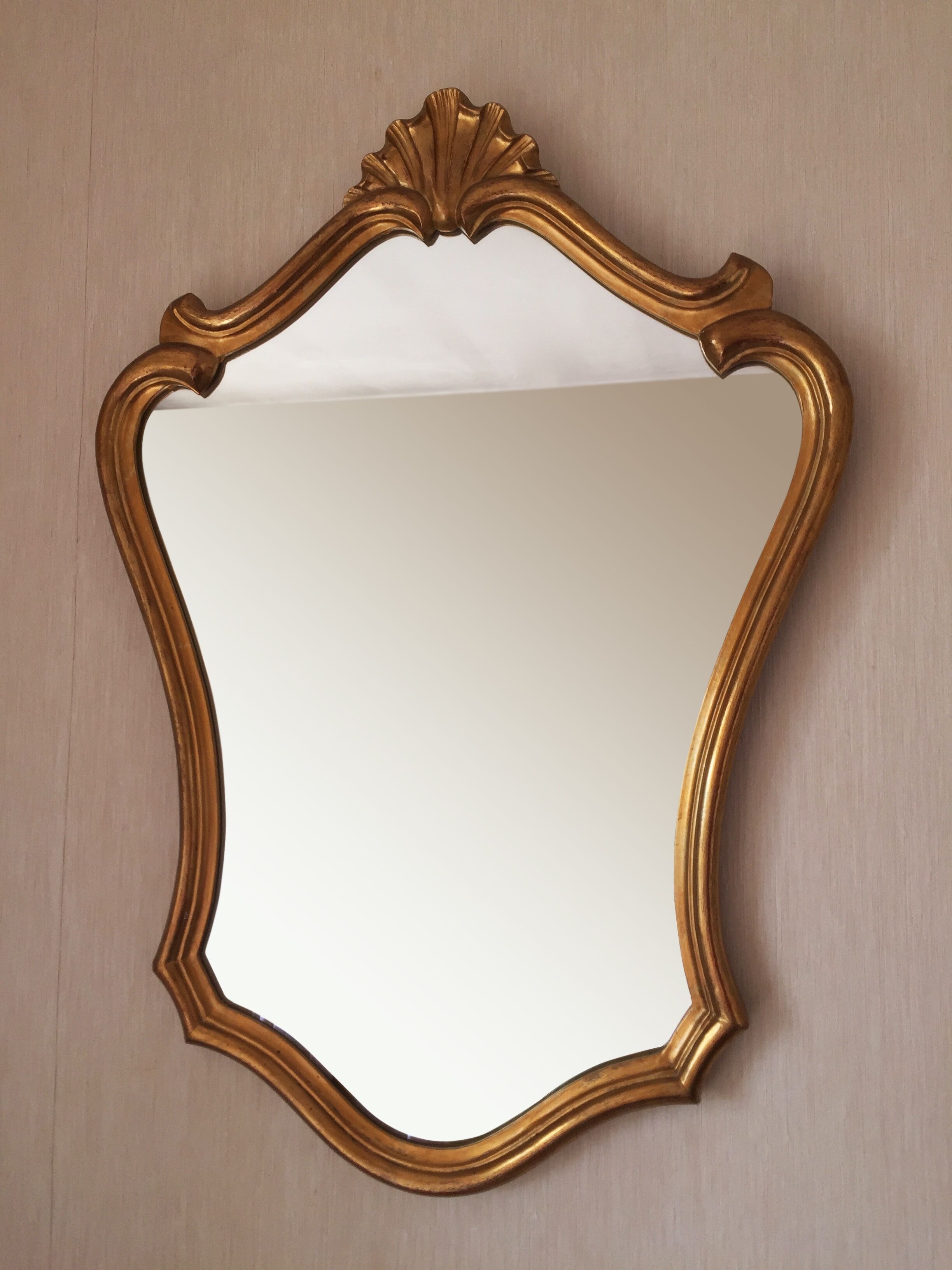 Mirror oval shell dore with french-style sheet louis xvi 58x80cm