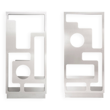 Pair of perforated stainless steel bookshelves by Capucine Cassaigne, France, 2026