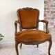 Vintage French Curry Velvet Cabriolet Armchair