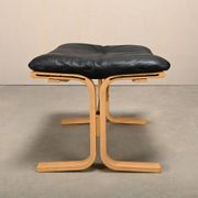 Ingmar Relling Siesta Lounge Chair and Ottoman in naturel Oak and Black Lea