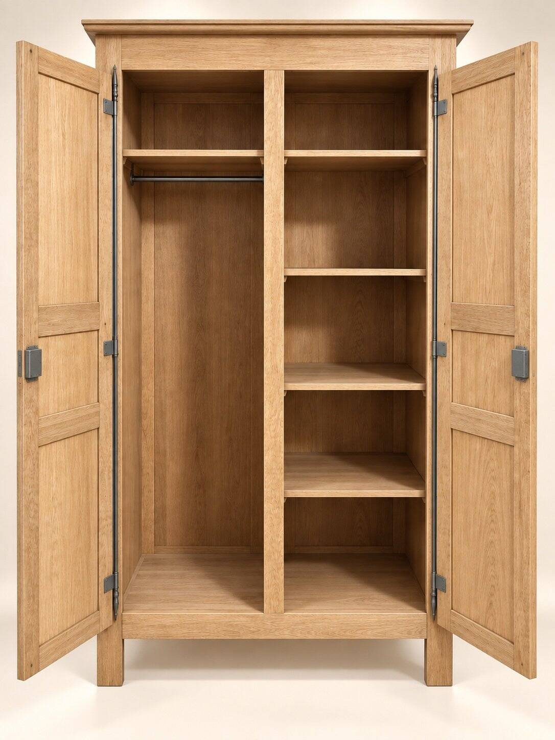 Two-door wardrobe – Solid oak – Provincial classic style – Sandblasted