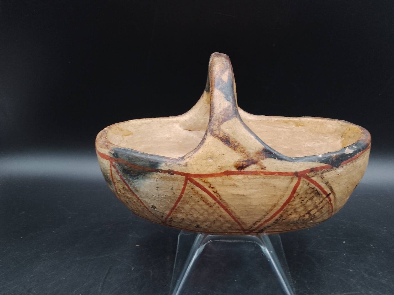 Berber pottery Kabyle basket early 20th century AlgeriaTerracotta Ideqqi Takduht