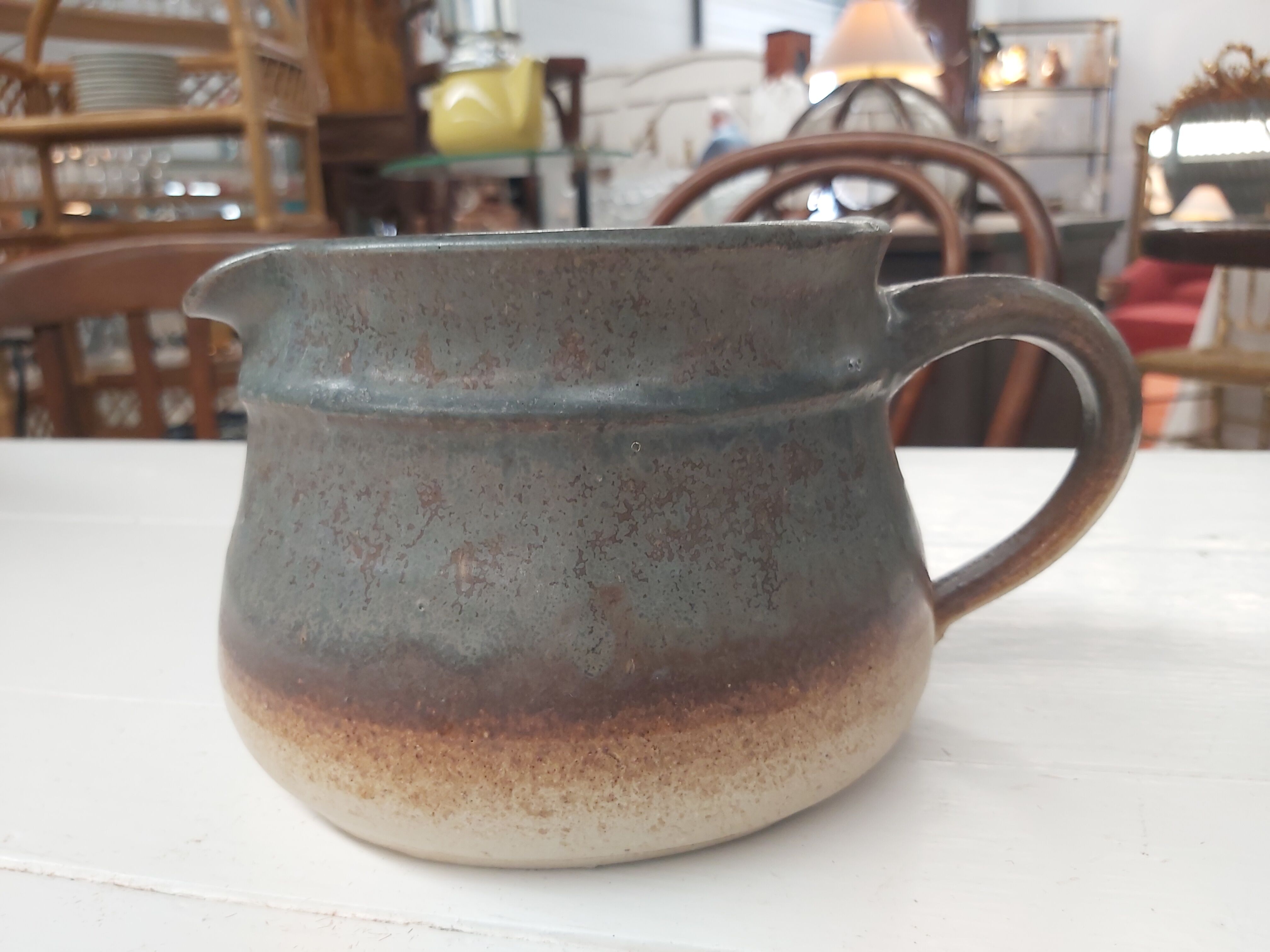 Enamelled stoneware pitcher