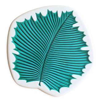 Vintage Verceram green leaf ceramic dish