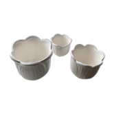 Lot de 3 cache-pots fleurs blancs