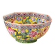 Vintage porcelain bowl decorated with dragons and flowers, China, 1980s.