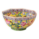 Bol en porcelaine vintage décor dragons et fleurs, Chine, années 1980