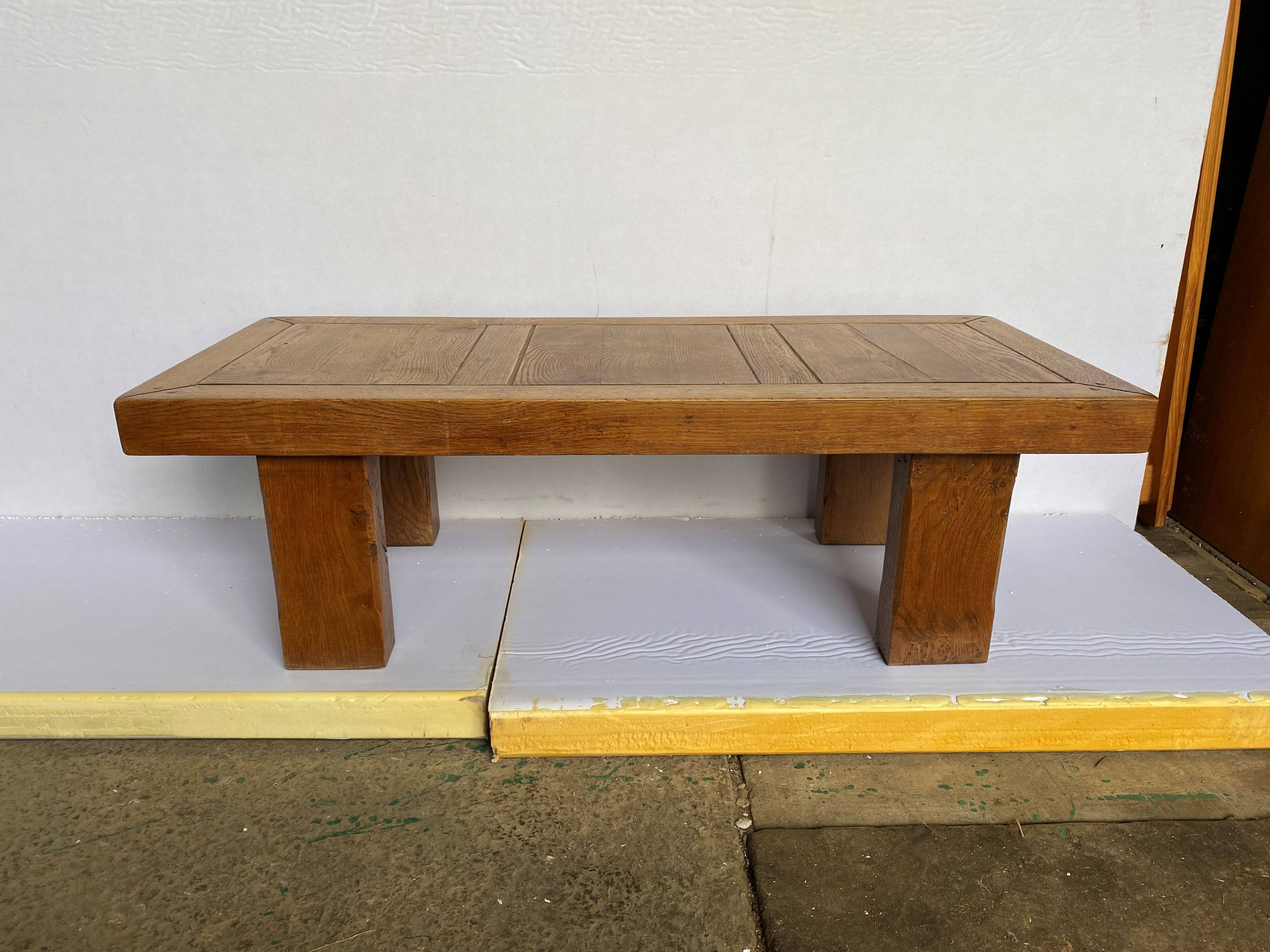 Rustic solid oak farmhouse coffee table 1950
