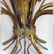 Golden metal chandelier Hollywood Regency, Hans Kögl 1970s