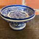 Fruit Bowl White Ceramic Vintage Blue Decor #D552