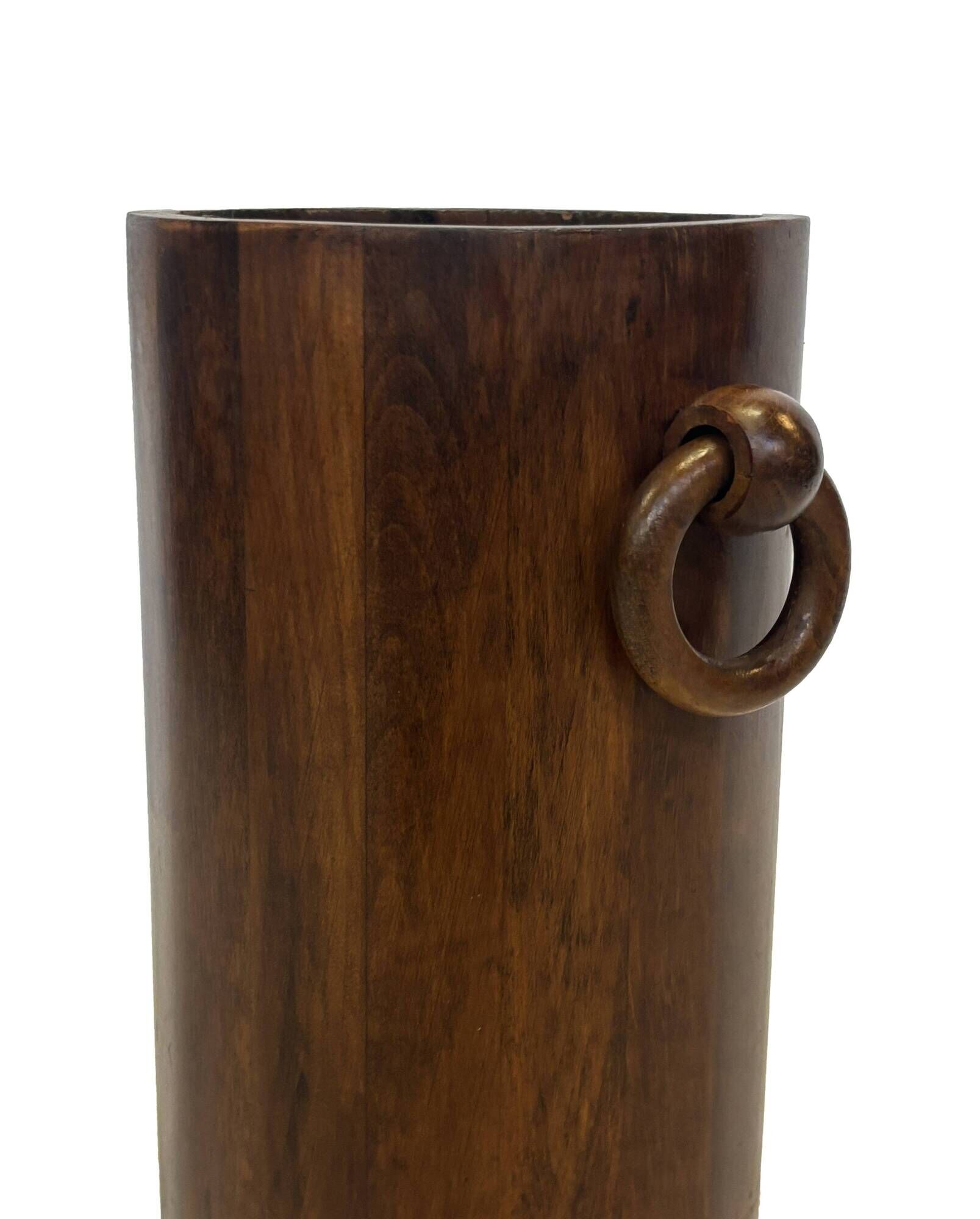 Vintage Wooden Cylinder Umbrella Stand, 1960s minimalist design