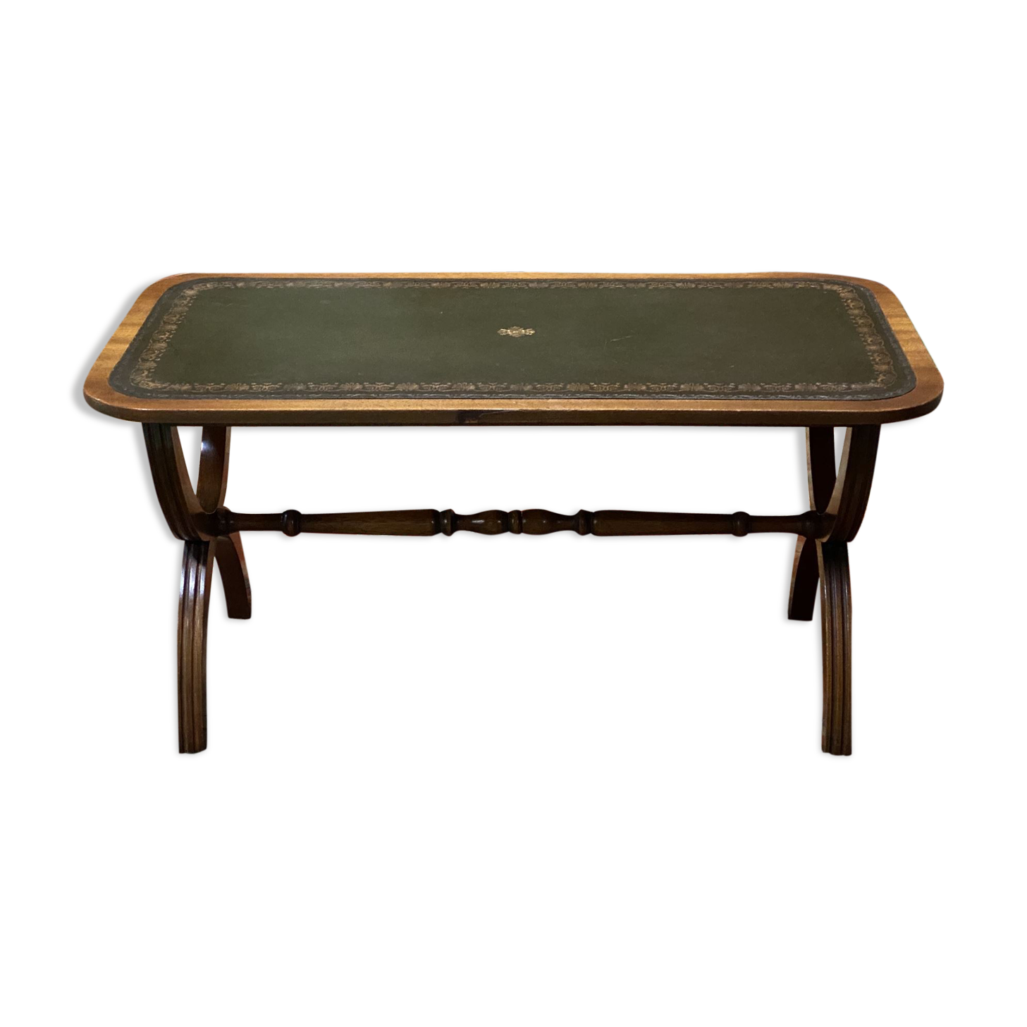 Mahogany coffee table and leather top