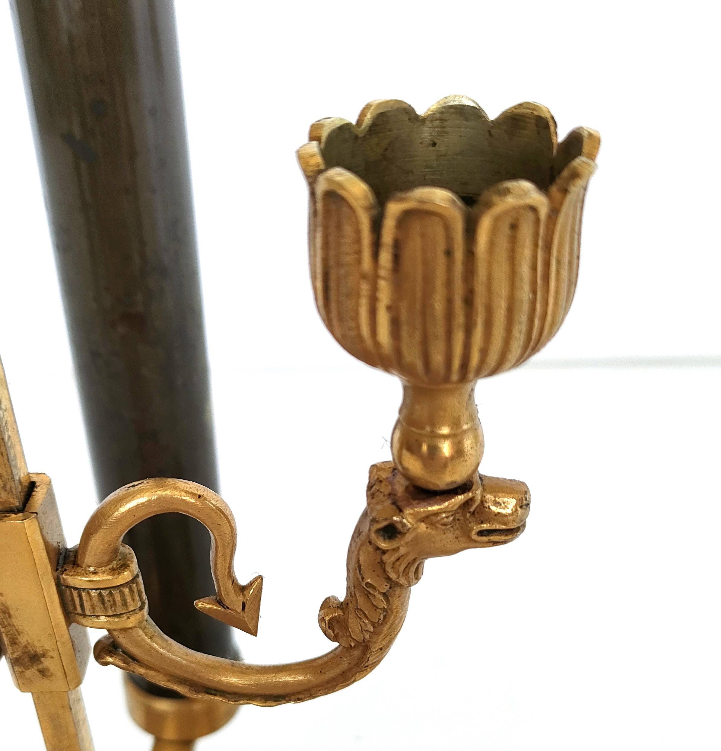 Chandelier with the Fan, the Griffins and the Rooster - Louis XVIII - Gilded brass