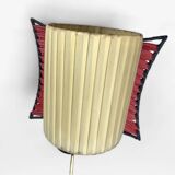 Pair of wall lights with cream silk shade and brass rod from the 1950s