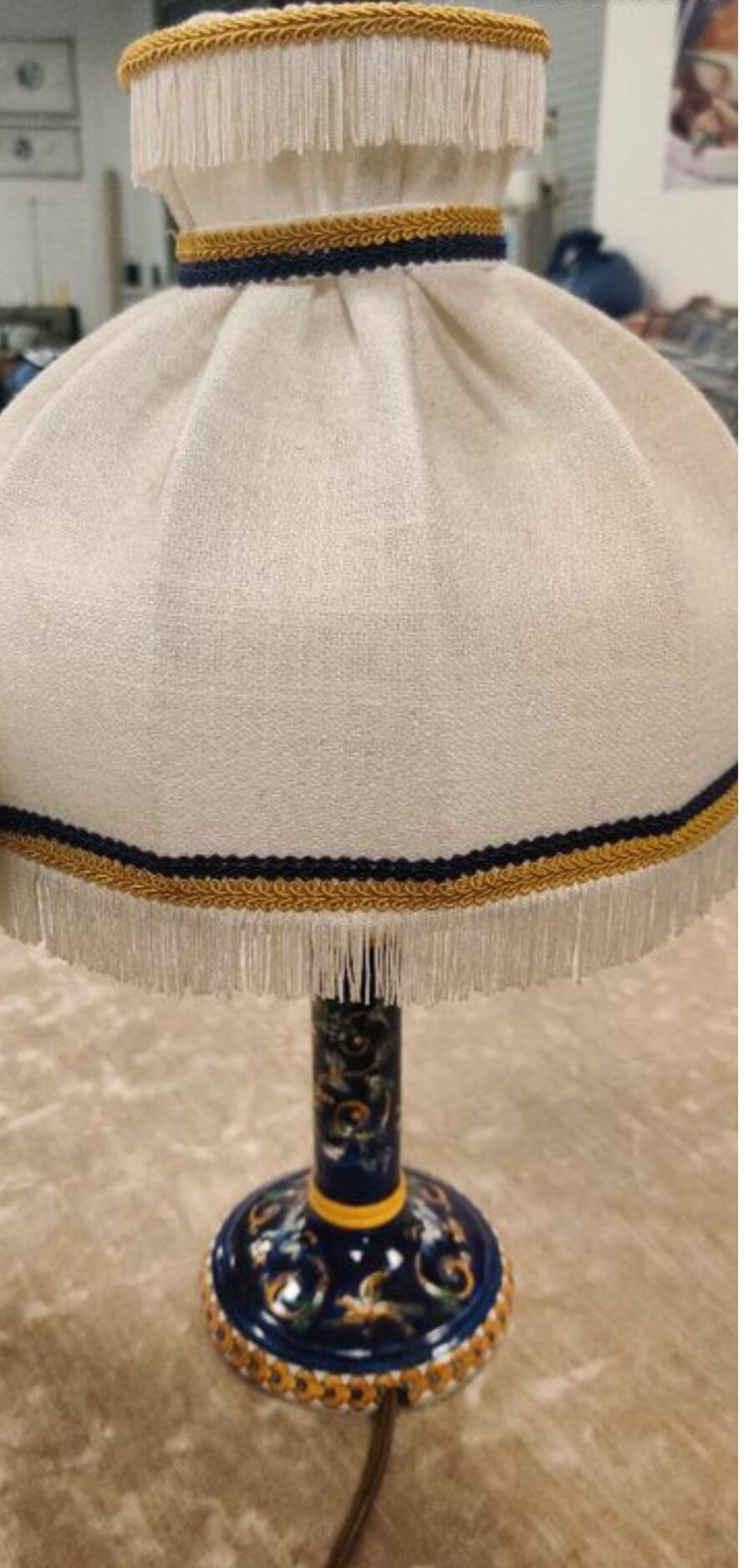 Pair of Gien porcelain bedside lamps