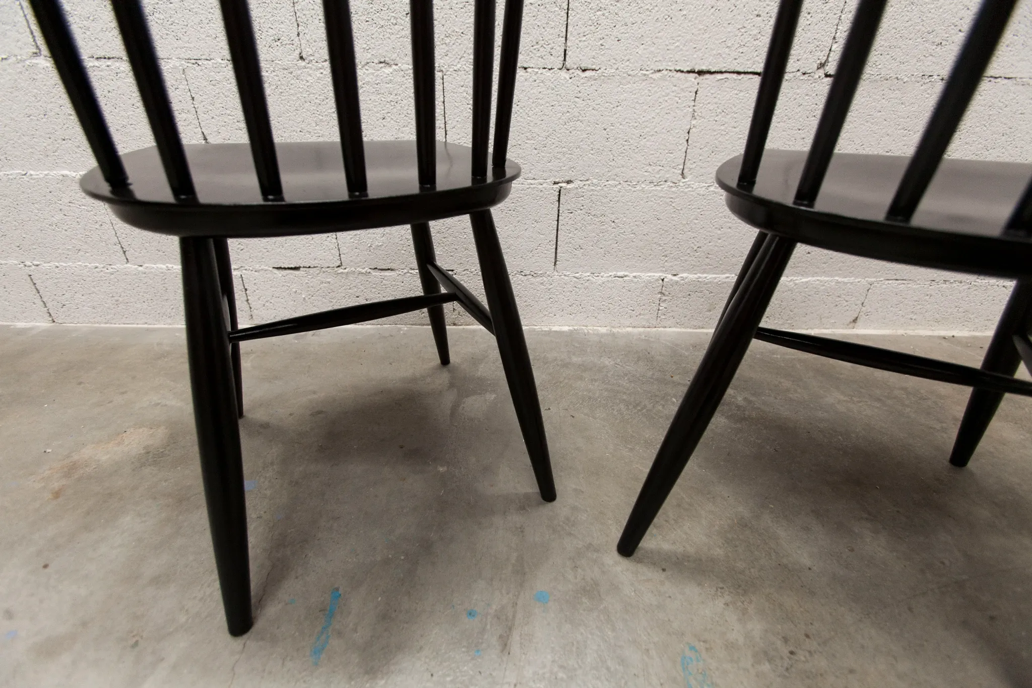 Pair of Scandinavian chairs Fanett by Ilmari Tapiovaara black teak 1960