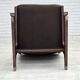 Fauteuil scandinave en cuir marron, années 1970