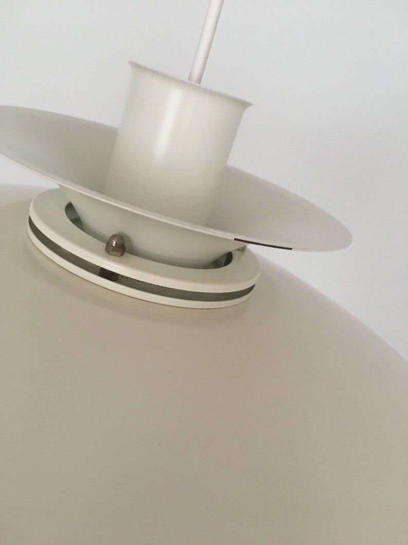 Danish mid century modern metal hanging lamp by Lyfa